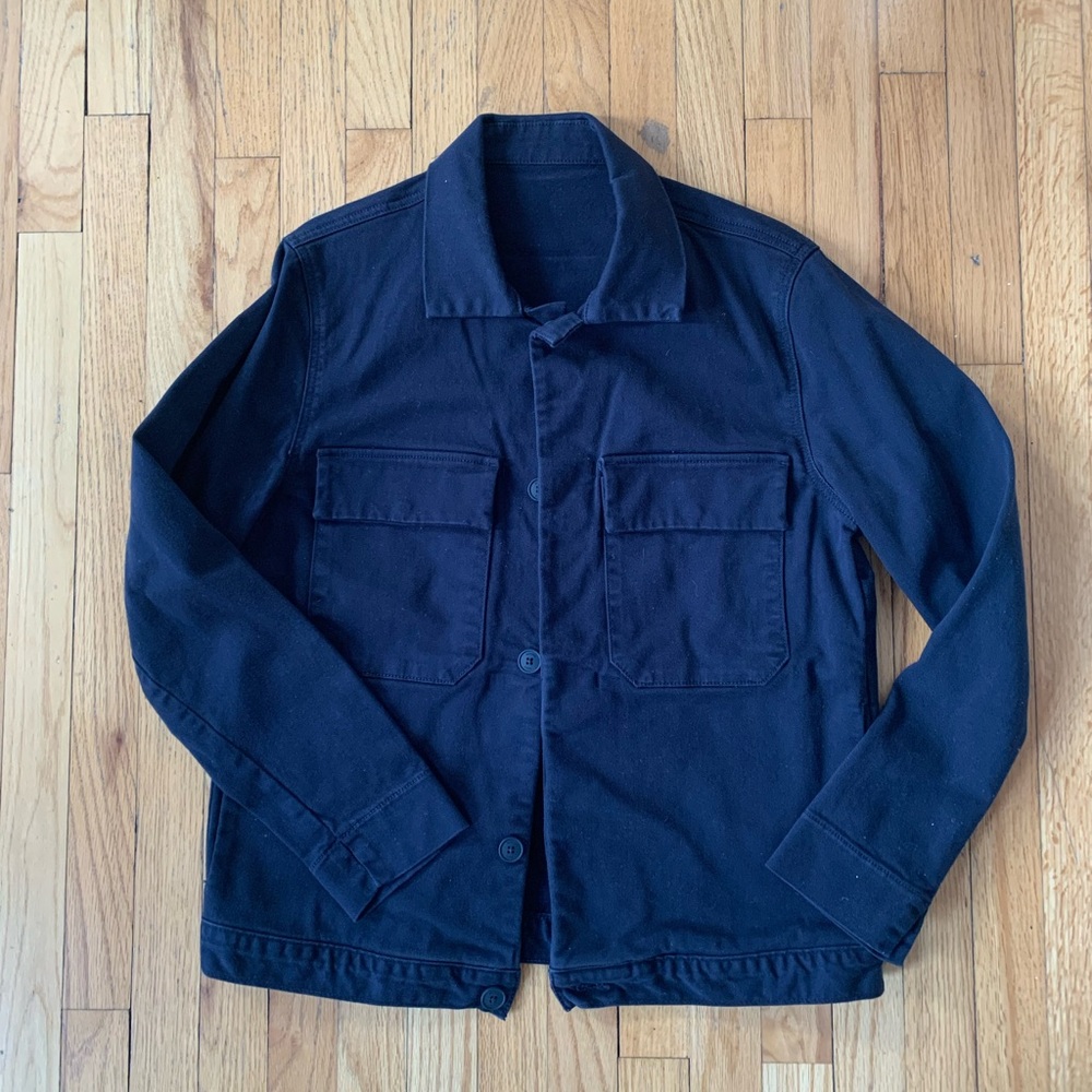 Michael Kors Chore Jacket Structured Fit Coat in Cottom Navy with Collar